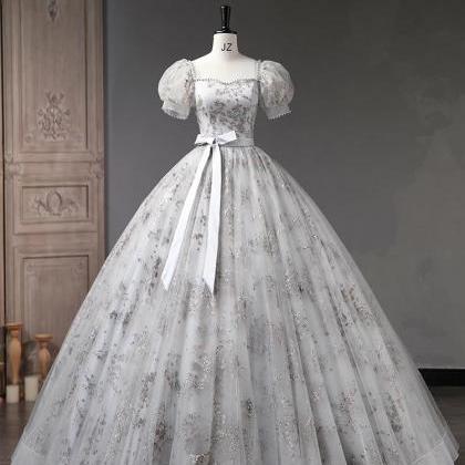 Elegant Puff Sleeve Bridal Ball Gown With..