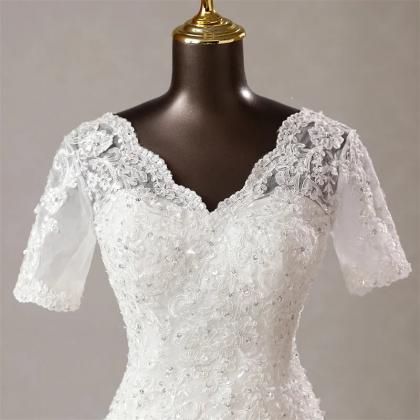 Elegant V-neck Lace Mermaid Bridal Wedding Gown