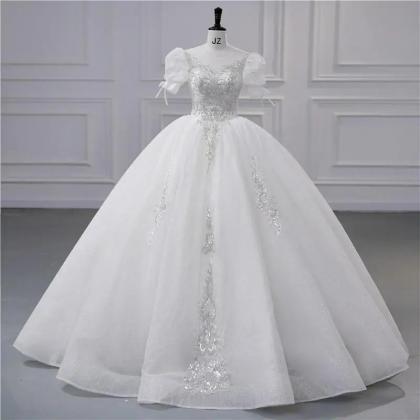 Elegant Embroidered Ball Gown Wedding Dress With..