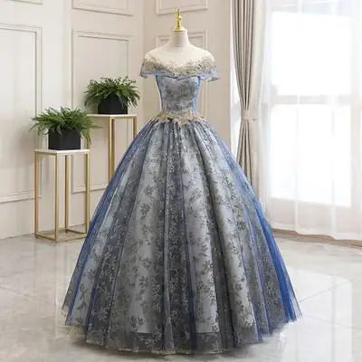 Elegant Off-shoulder Black Tulle Ball Gown With..