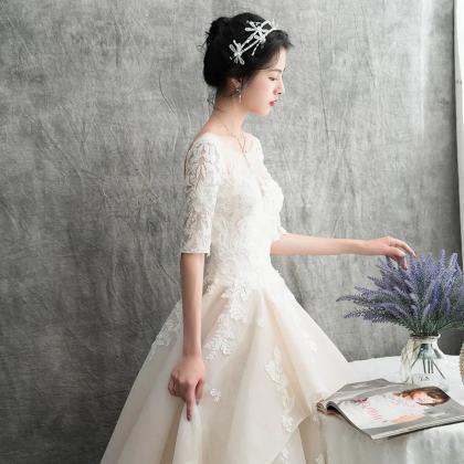 Elegant Long-sleeve A-line Lace Bridal Wedding..
