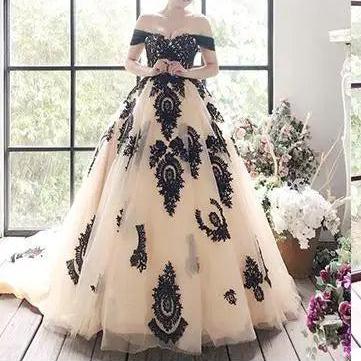 Elegant Strapless Gold Applique A-line Bridal Gown