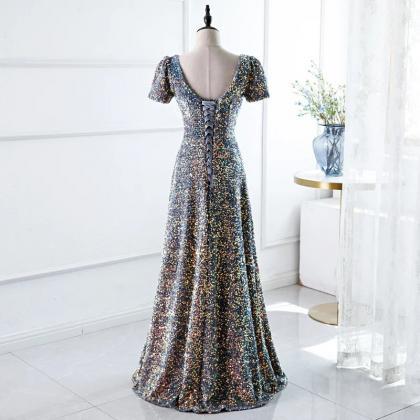 Elegant Sequin Evening Gown With Short Sleeves on Luulla