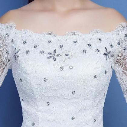 Off-the-shoulder Lace Appliques A-line Wedding Gown TWA2322