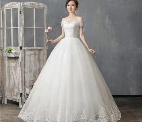 Wedding Dress Off The Shoulder Lace Bridal Gown With Train