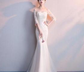 Off-Shoulder Lace Mermaid Gown with Illusion Corset Flamingo main image 1