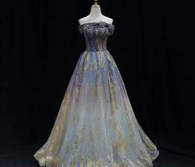 JOSE VARON - Gold Off The Shoulder Dress