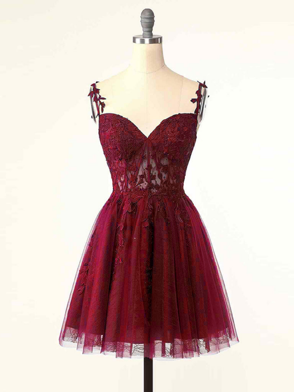 2023 Heart Neckline Small A Lace Applique Diamonds Open Back Knee Length Short Dress Party Prom Dress