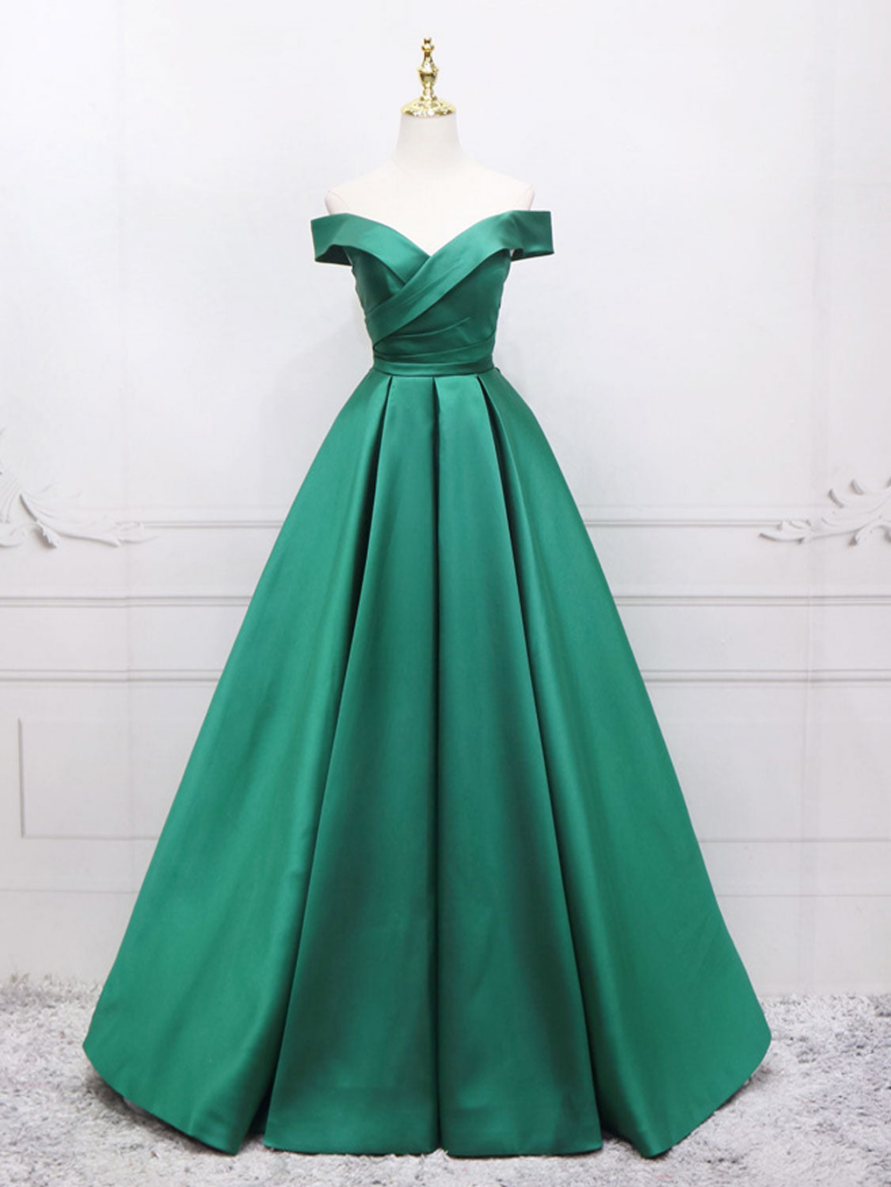 Green One Line Collar Off Shoulder Floor Party Dress Homecoming Dress Party Ball Dress Can Be Customized In Colors And Sizes