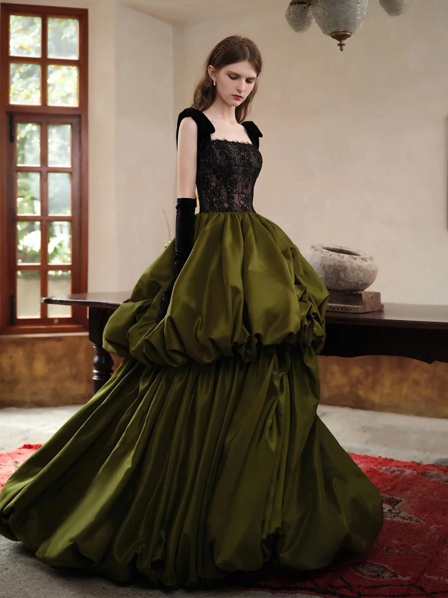 Olive green ball gown store