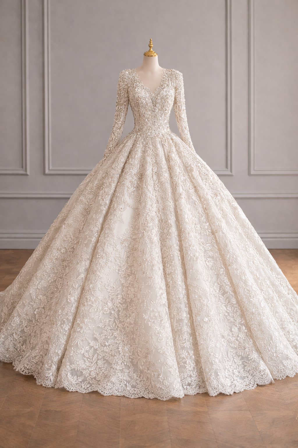 long sleeve cathedral wedding dress Cathedral Train White Lace Bridal Dresses with Sleeves vestido de boda   loveangeldress
