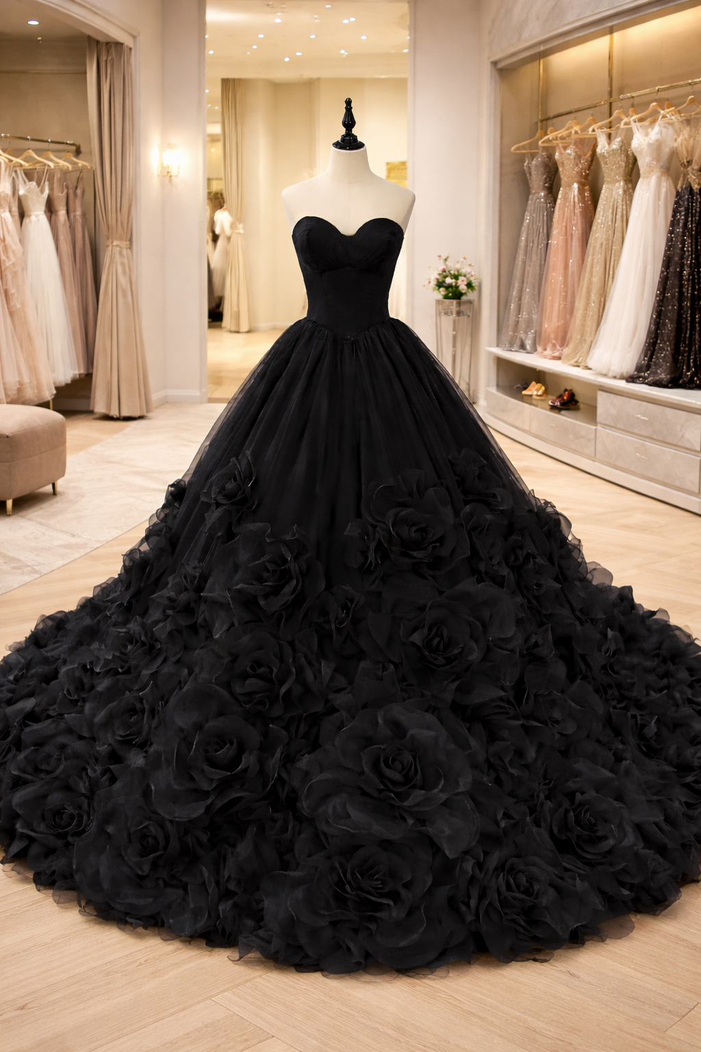 black corset dress with tulle skirt Black gothic mini tulle sparkly beaded corset gown with 3D appliques, glitter short party dress with sheer corset