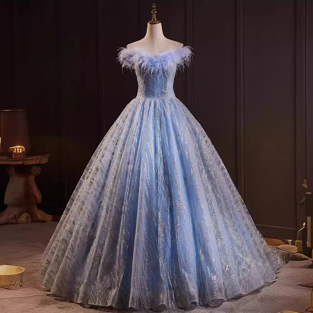 elegant expensive wedding dresses Elegant Feather Maxi Dress – Morphine Fashion main image 0
