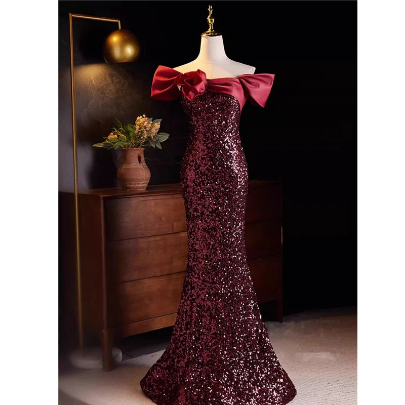 burgundy halter prom dress Burgundy Sequin Long Sleeve V-Neck Floor Length Formal Gown For Party – NZ  Bridal
