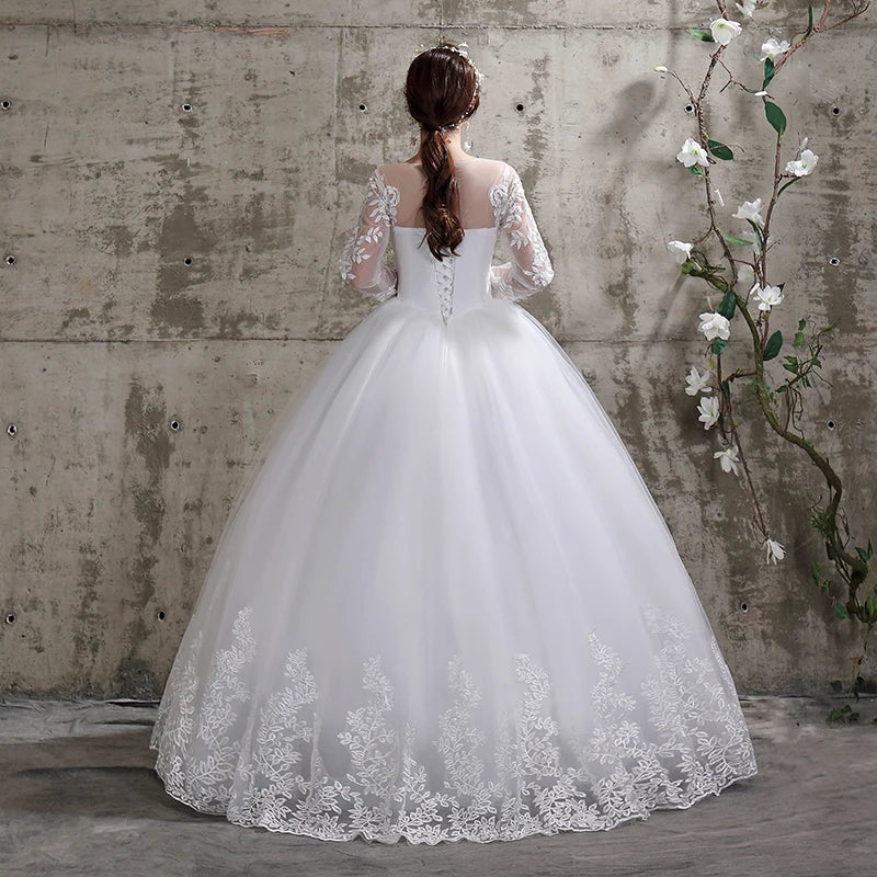 Elegant Long Sleeve Lace Bridal Gown With Train on Luulla