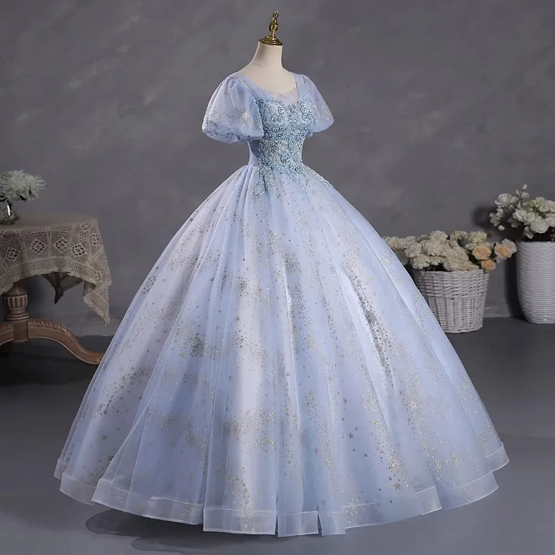 cinderella inspired casual dress Elegant Style Blue Glitter Ball Gown on Luulla Disney princesses Size:34/2XS bf21:Men-Belt-Brown Black Halo Women's Jackie Skill level required