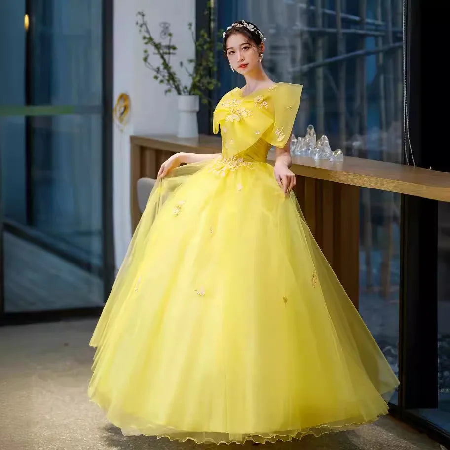 Yellow dress elegant sale