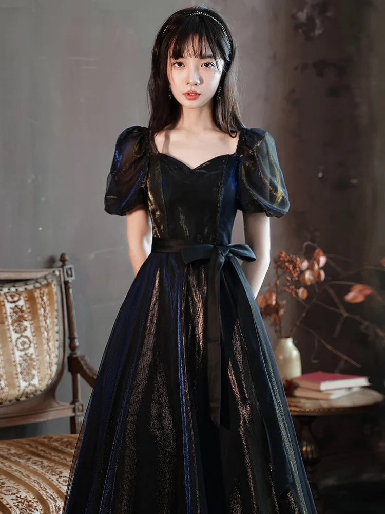 formal puff sleeve maxi dress Ava Presley Puff Sleeve Prom Dress 40100