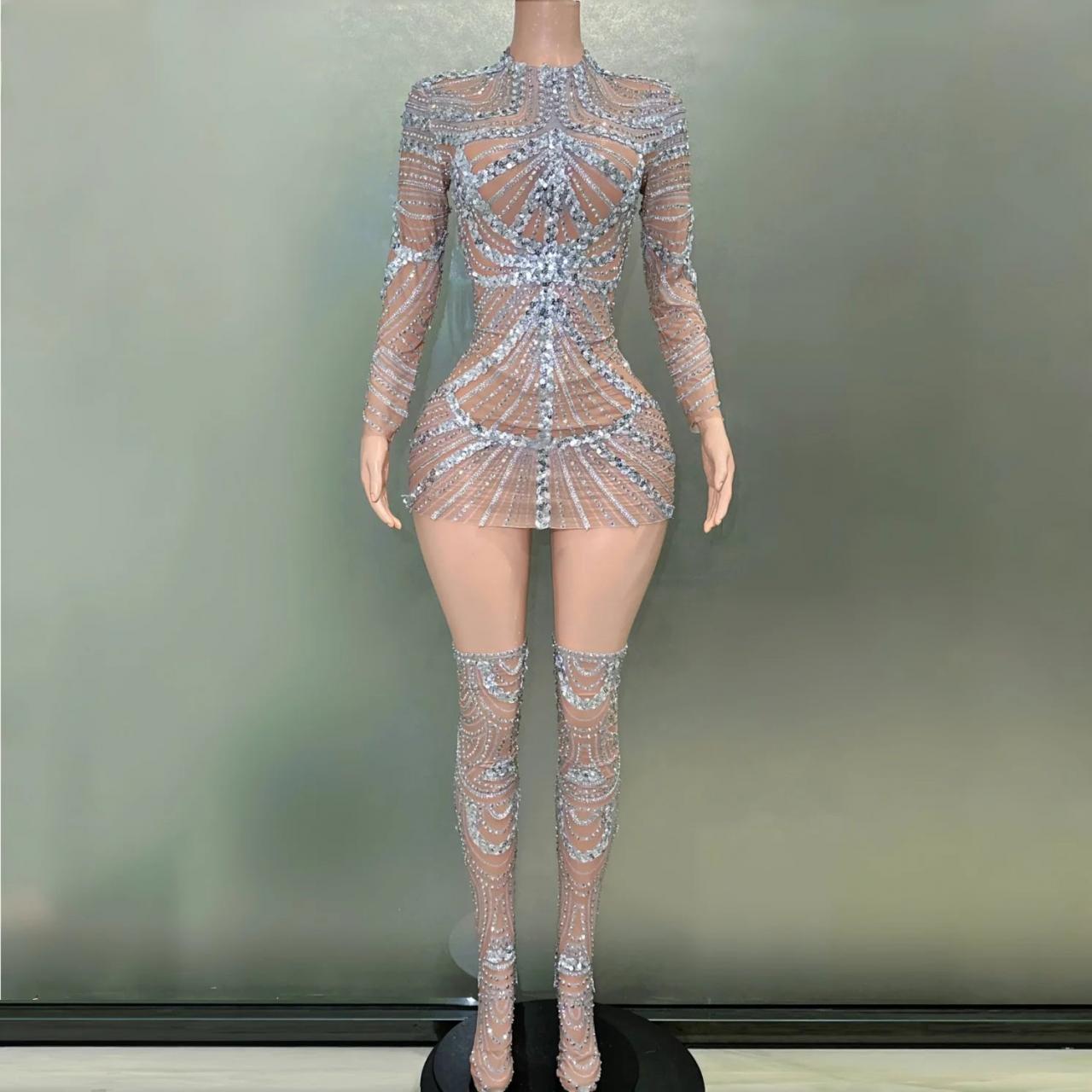 Sheer crystal dress best sale