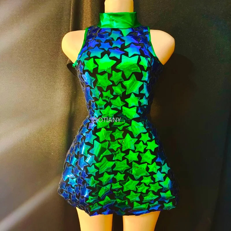 iridescent skater dress Iridescent Glitter Tank Corset Skater Dress with Pockets