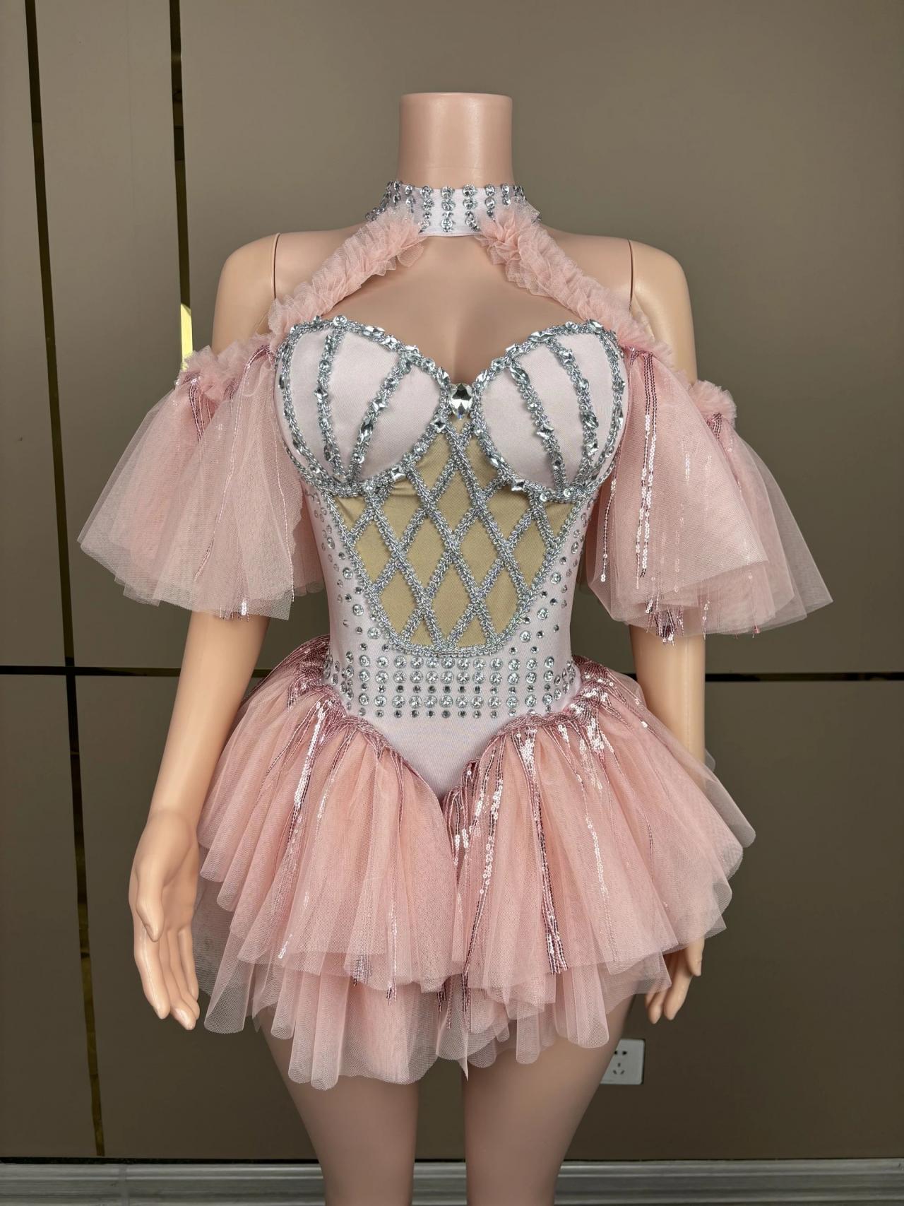 Pink Rhinestone Embellished Tulle Ballet Costume on Luulla