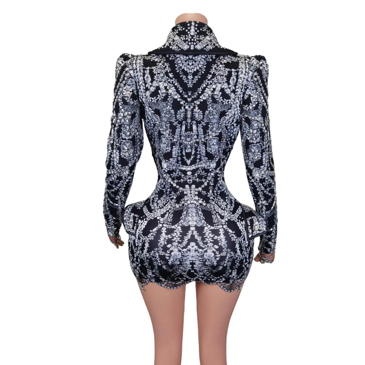 Black V-Neck Blazer Mini Dress main image 0