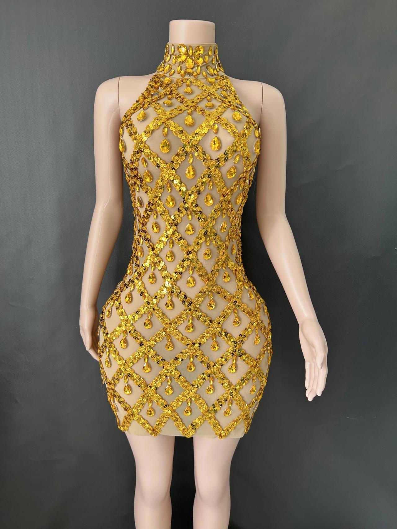 Sequin Halter Bodycon Mini Dress Party Attire on Luulla