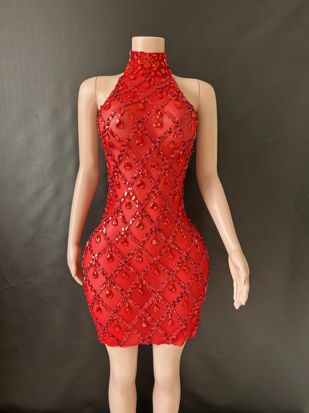 Marina Sequin Paillette Halter Mini Dress