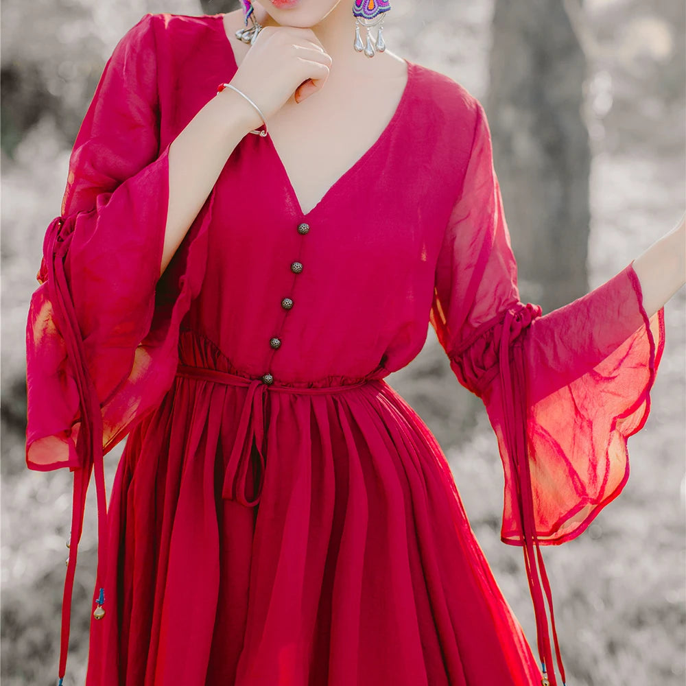 Ruth Bohemian Print Long Sleeve Maxi Dress main image 1