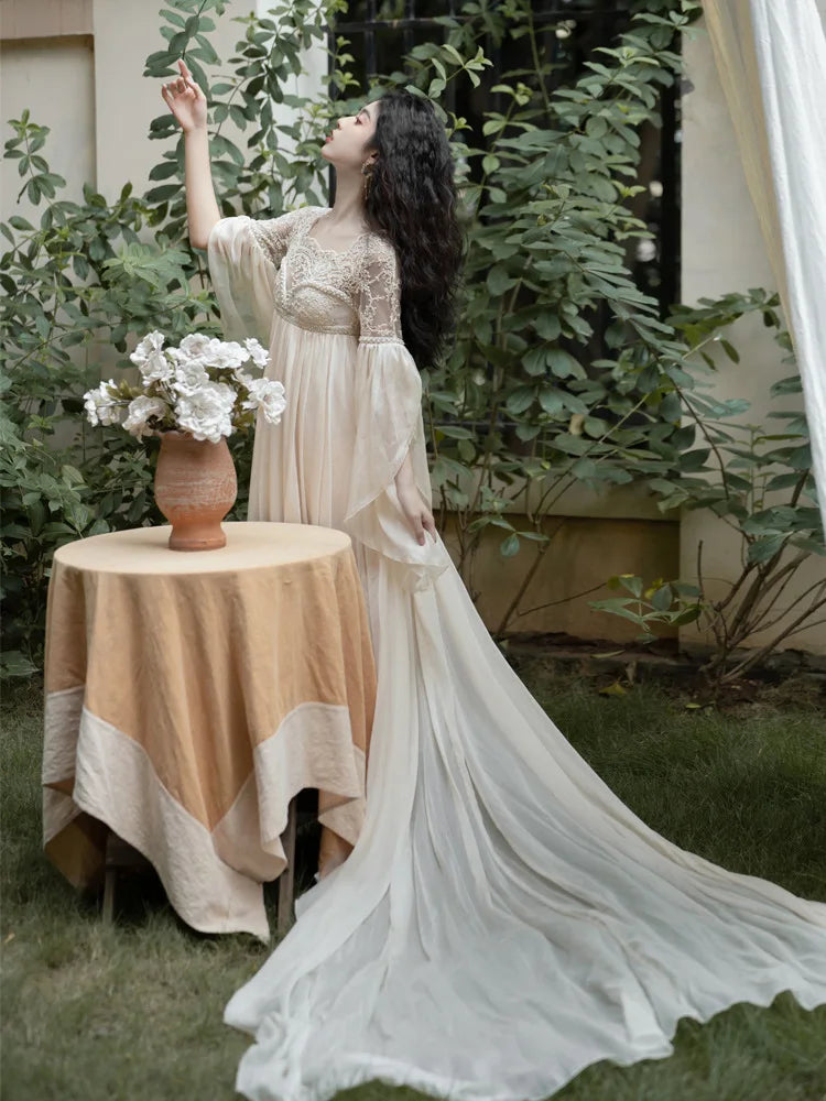 slim fit dress slacks Old Fashioned Vintage Maxi Dress with Long Sleeves main image 1
