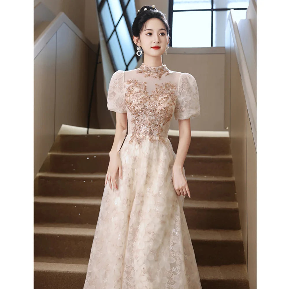 fashion elegant lace embroidered dress Vintage Embroidered Pink Cottagecore Dress main image 0