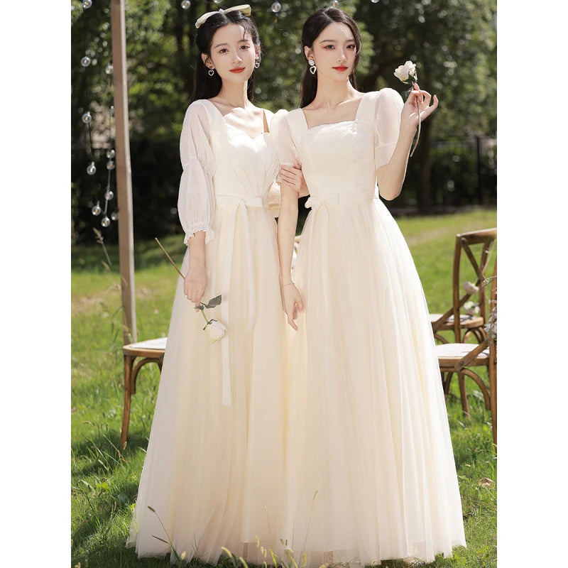 ivory bridesmaid dresses with sleeves Simple ivory Long Prom Dress, White Bridesmaid Dresses US 16 / Custom Color main image 0