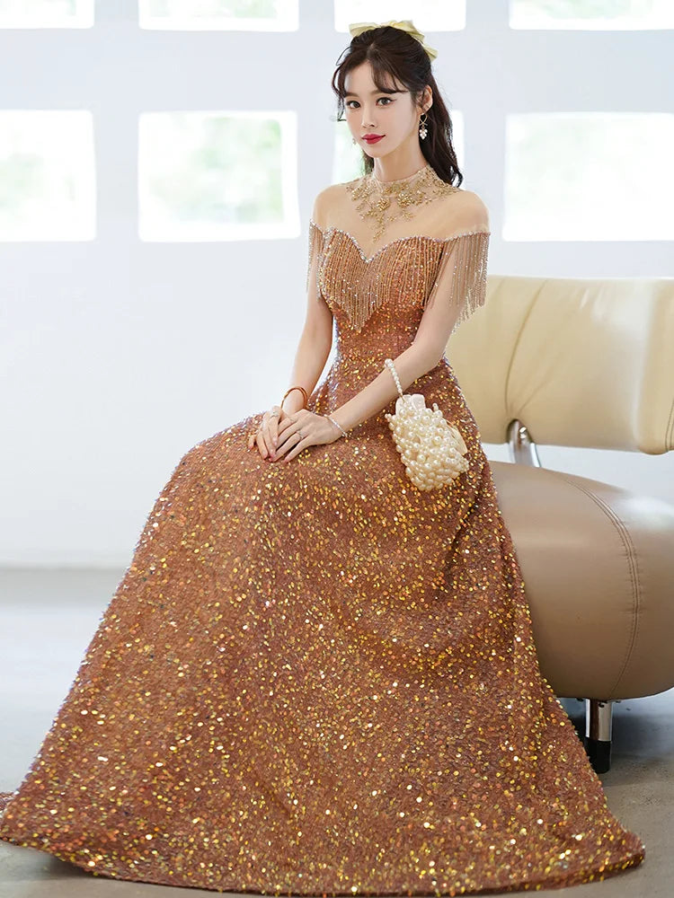 Golden Hour Cutout Sequin Gown