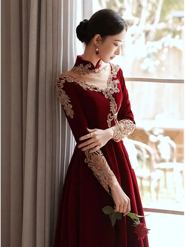 open lace back dress Amazon.com: Crimson Velvet Retro Glam Maxi Dress, Wrap Neck, Long/Short  Sleeves | Customizable | Personalizable main image 1
