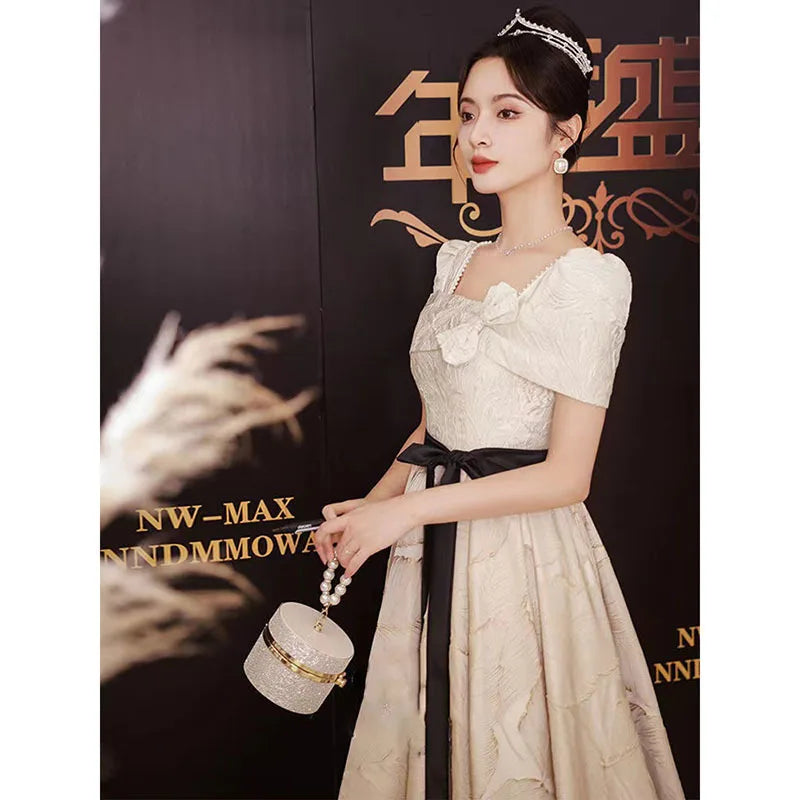 Elegant Off-the-shoulder Lace Floor-length Gown Mist