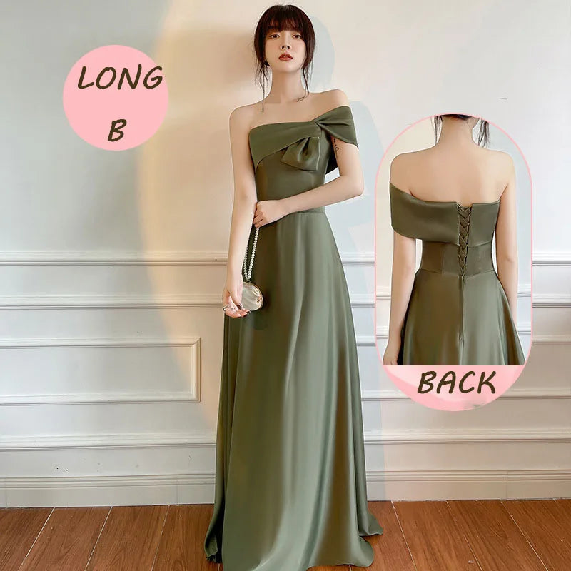 A-Line V-neck Floor-length Dress With Silt Olive Green