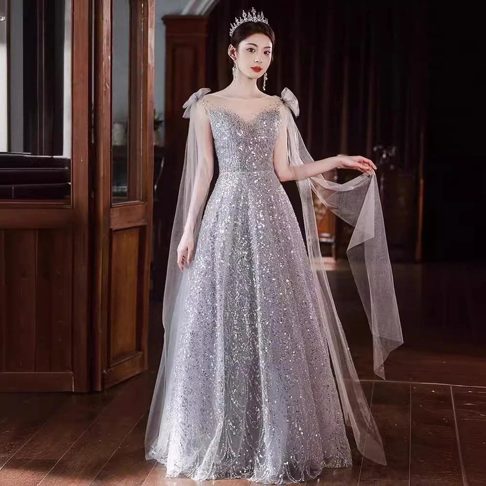 Silver sequin wedding dress on sale