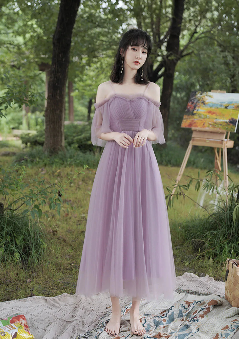 Tulle Dress Lavender Convertible Bridesmaid Dress Elegant Lavender  Bridesmaid Dresses With Tulle Overlay On Luulla