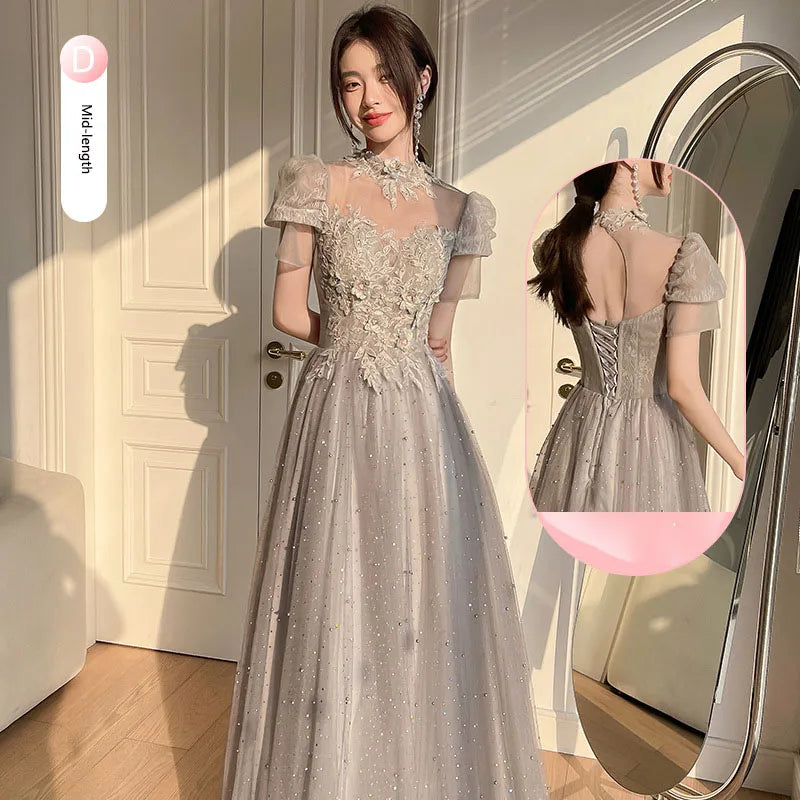 Knitted Tulle Elegant Evening Dress