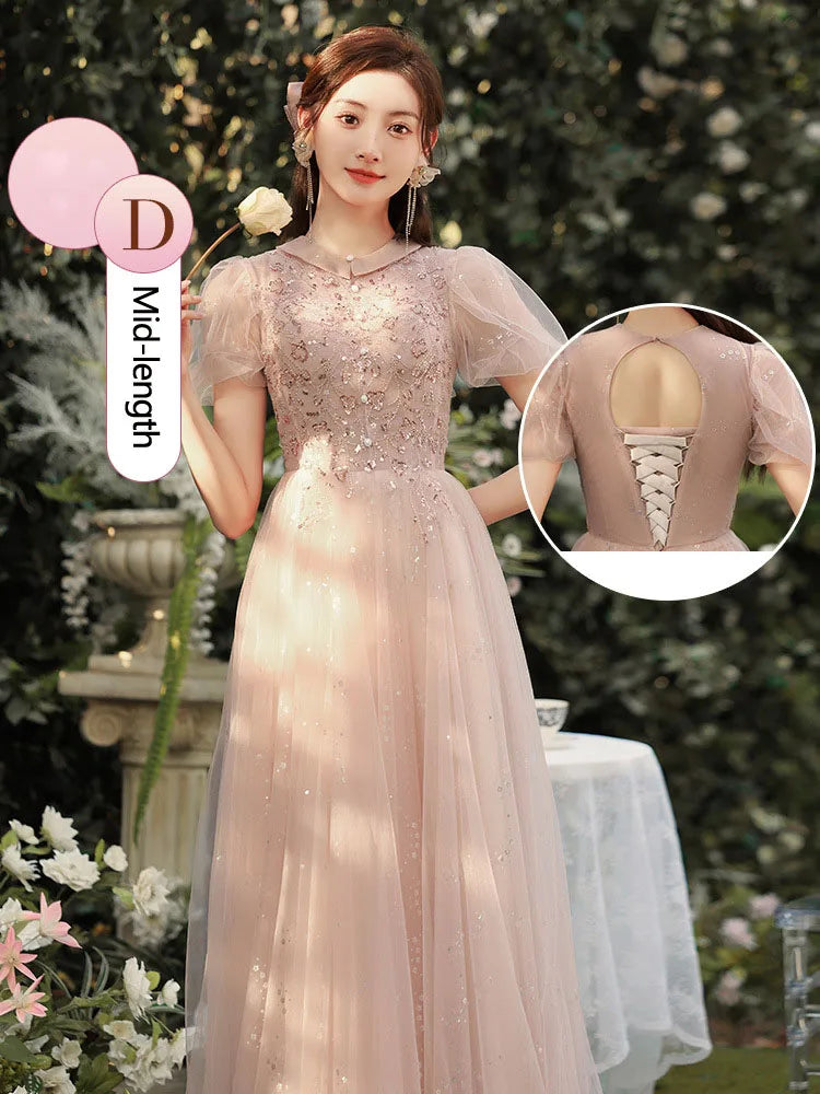 strapless open back dress Zapaka Women Blush Long Prom Dress with Slit Spaghetti Straps Ruched Corset Mermaid Beaded Satin Evening Dress, Blush / US18W main image 0