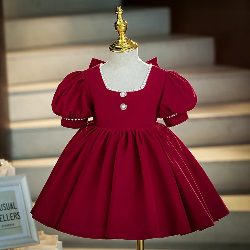 green emerald velvet dress Elegant Embroidered Girls Dress: Timeless Craftsmanship