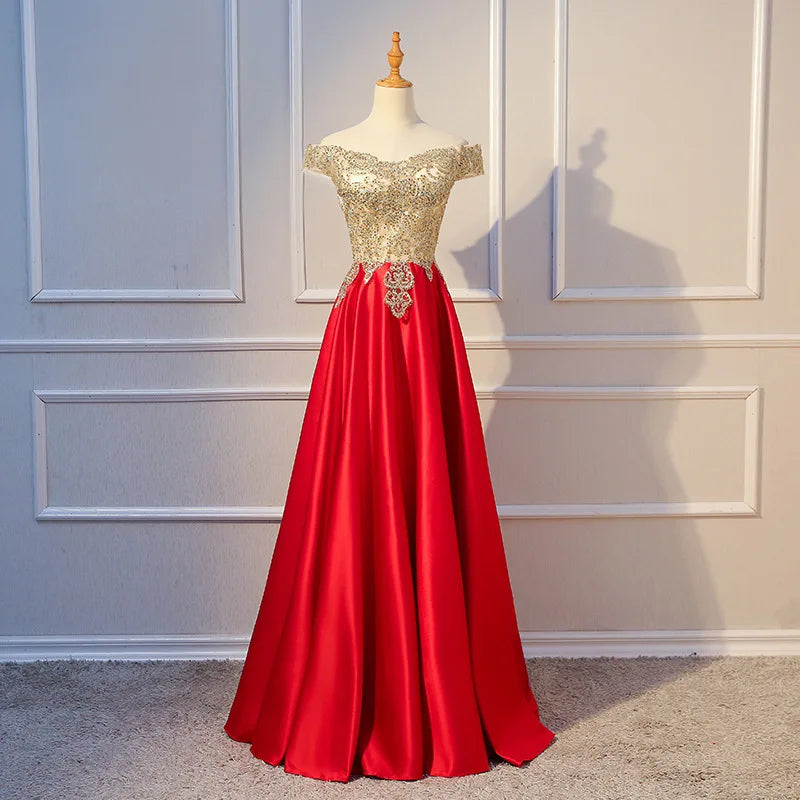 green emerald velvet dress Gold and Red High Low Gown (#Amber) main image 0