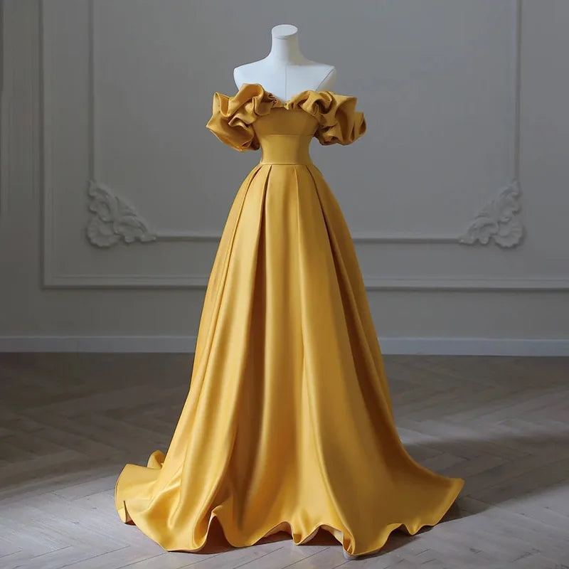 chinese dress ladies Yellow Off Shoulder Maxi Dress main image 0