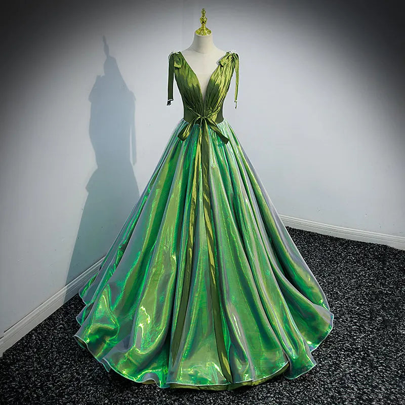 iridescent green dress Melrose Iridescent Gown– Teuta Matoshi main image 1