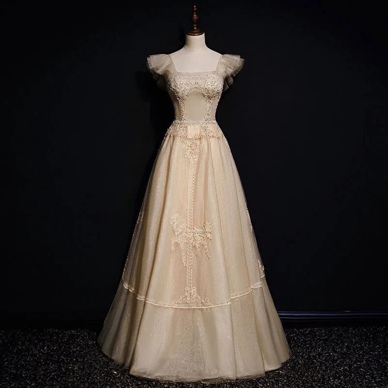 Vintage Lace Cap Sleeve Wedding Gown