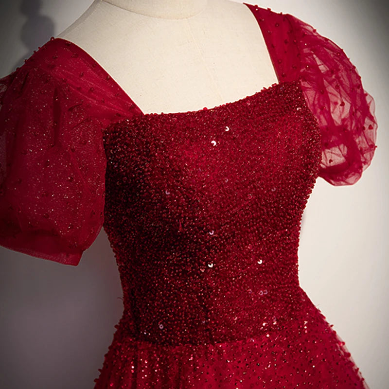 Elegant Red Party Bow Evening Prom Ball Gown Dress main image 0