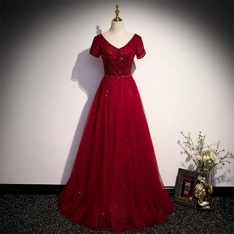 chinese dress ladies Sexy High Slit Halter Sleeveless Sparkly Red Sequin Long Prom Dresses –  Simplepromdress main image 0
