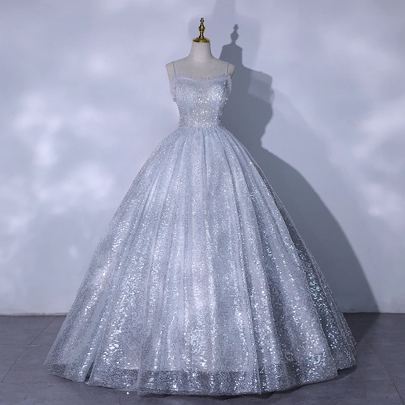 silver enchanted dress Elegant Sparkling Silver Evening Gown With Cape