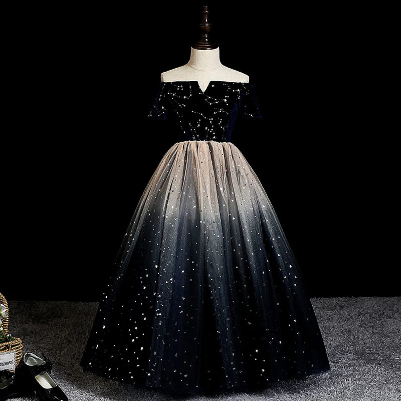 Elegant Off-shoulder Starry Night Ball Gown