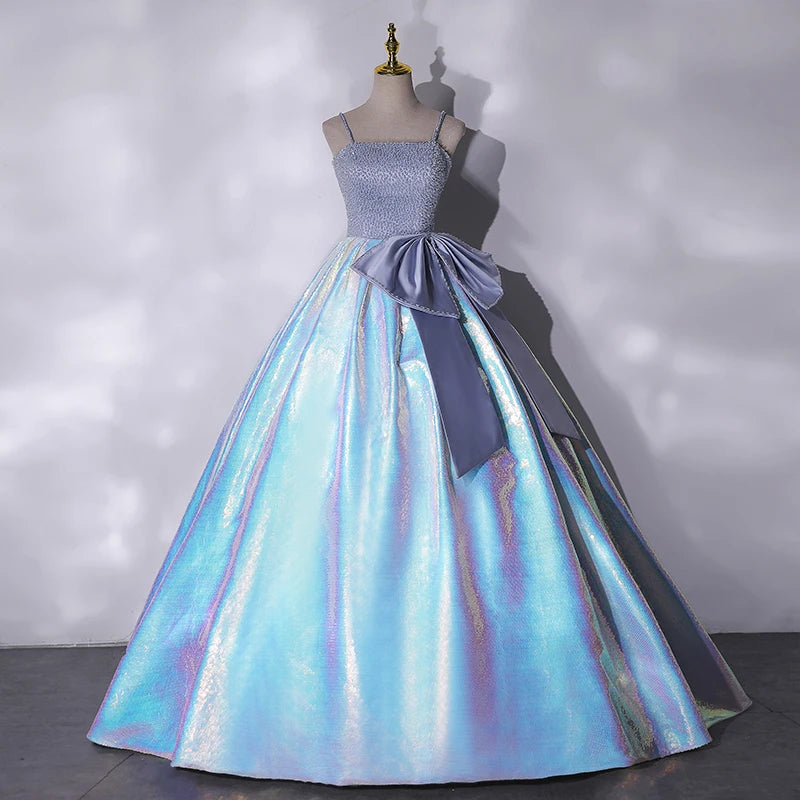 Iridescent Ball Gown Dress With Elegant Bow on Luulla